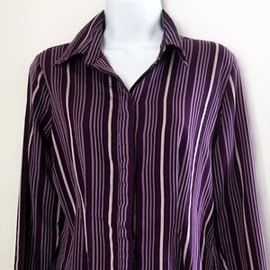 Chadwicks Purple Striped Button down Shirt